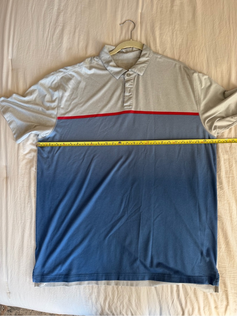 Callaway Grey and Blue Gradient Polo with Red Stripe